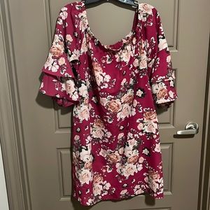 Pink Floral Xhilaration Off the Shoulder Dress